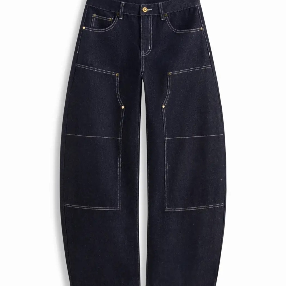 Cider Denim Low Rise Stitch Barrel-leg Jeans